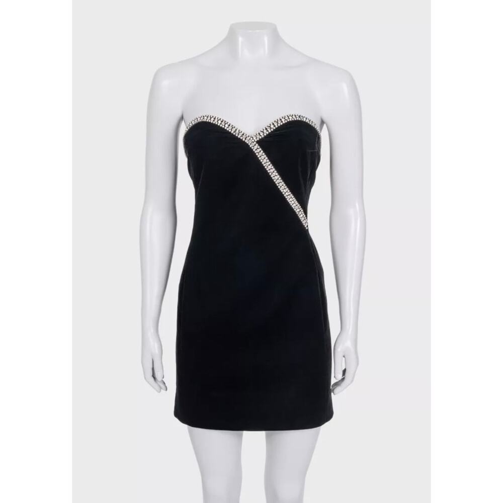 Saint Laurent Black Crystal Embellished Dress Sz.34XS